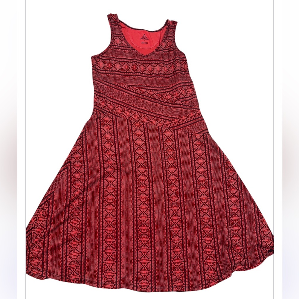 Prana Backless Red Patterned Dress - image 3